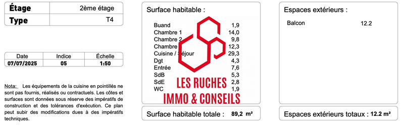 Appartement - 89 m² - 4 pièces