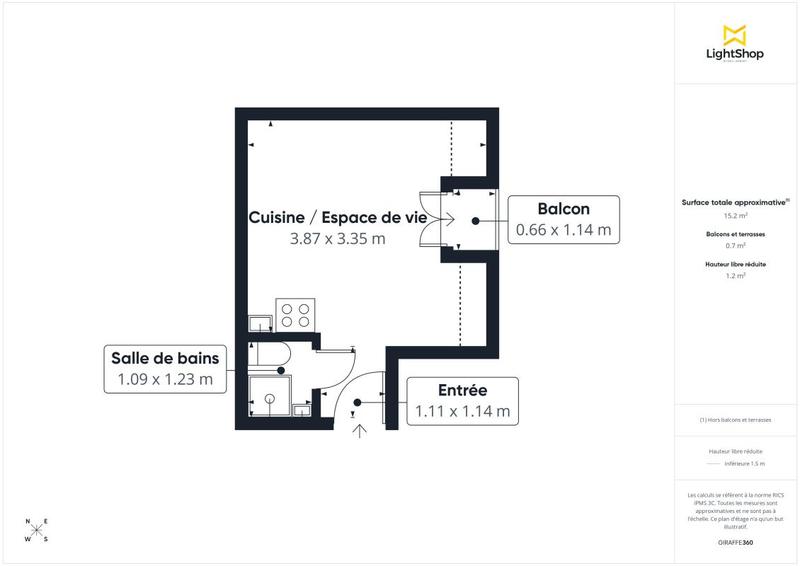 Appartement - 14 m² - 1 pièce