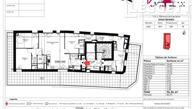 Appartement - 96 m² - 5 pièces