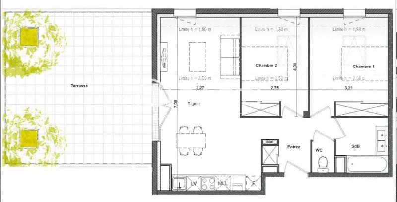Appartement - 59 m² - 3 pièces