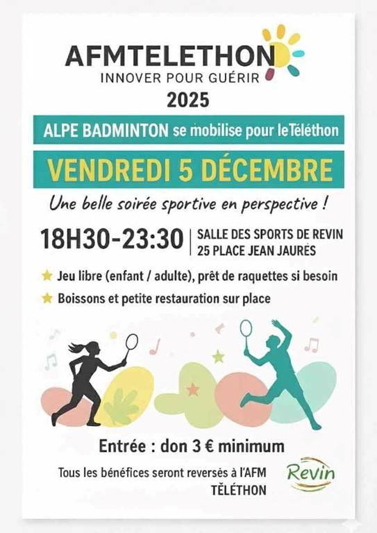 Alpe Badminton se mobilise pour le Téléthon