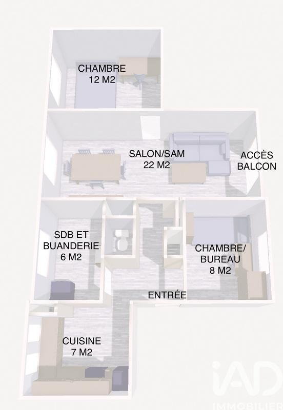 Appartement - 60 m² - 3 pièces