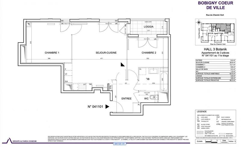 Appartement - 66 m² - 3 pièces