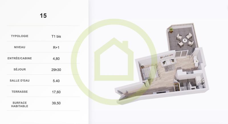 Appartement - 40 m² - 1 pièce