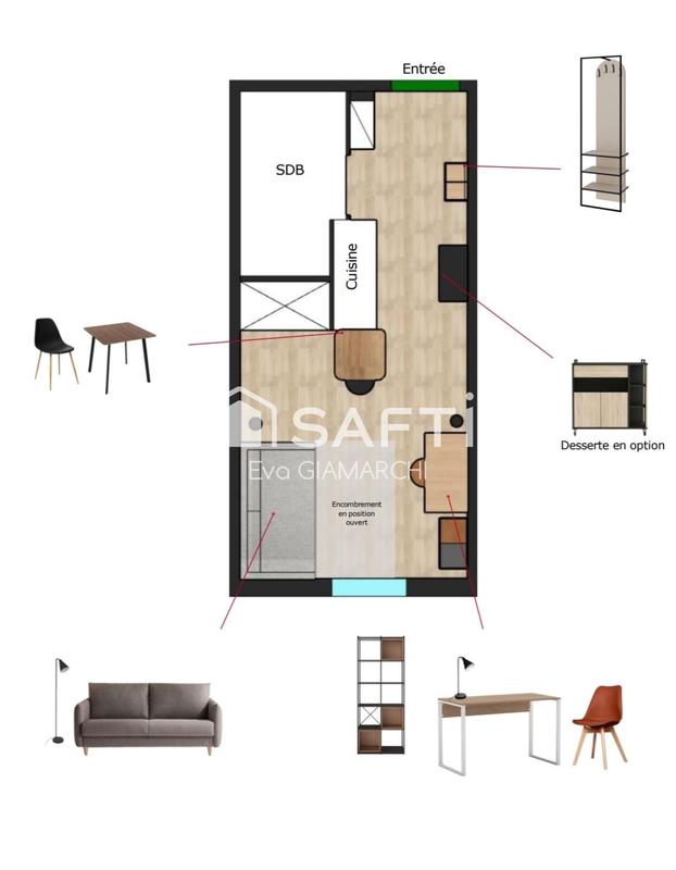 Appartement - 18 m² - 1 pièce