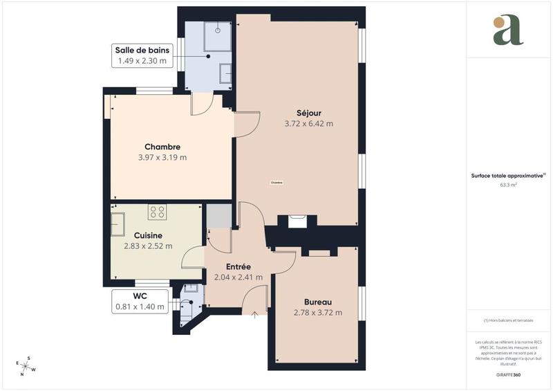 Appartement - 64 m² - 3 pièces