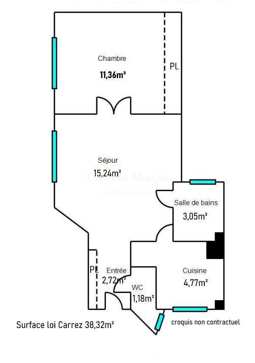 Appartement - 38 m² - 2 pièces