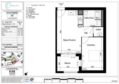 Appartement - 38 m² - 2 pièces