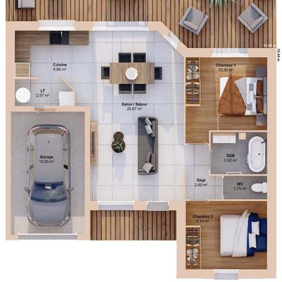 Maison - 63 m² - 4 pièces