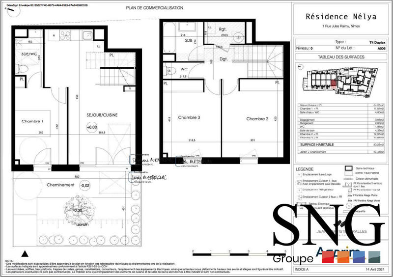 Appartement - 80 m² - 4 pièces