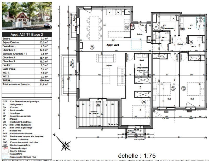Appartement - 130 m² - 4 pièces