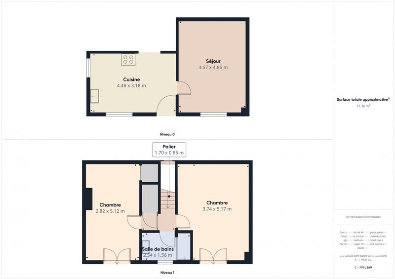 Maison de ville - 76 m² - 3 pièces