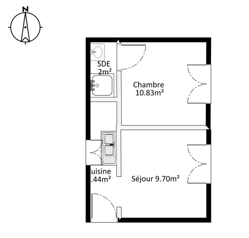 Appartement - 28 m² - 2 pièces