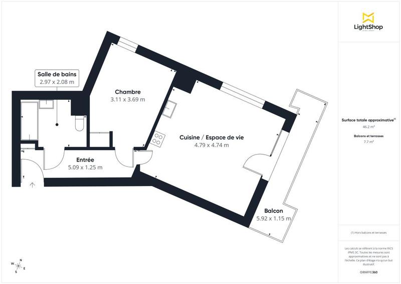 Appartement - 47 m² - 2 pièces