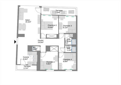 Appartement - 82 m²