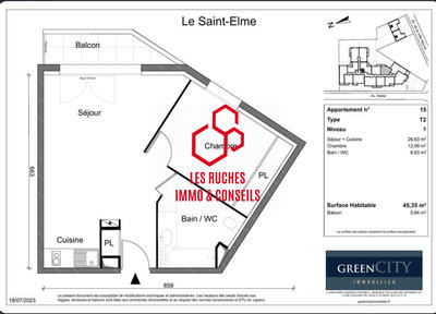 Appartement - 45 m² - 2 pièces