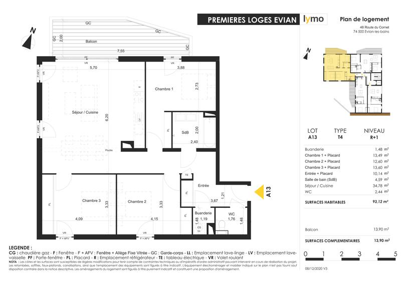 Appartement - 93 m² - 4 pièces