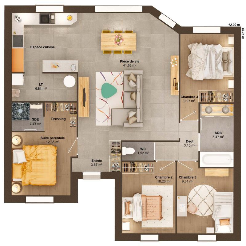 Maison - 104 m² - 6 pièces