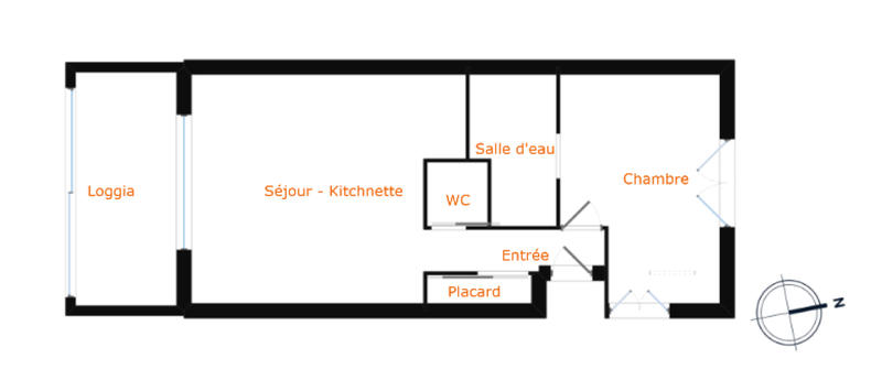 Appartement - 43 m² - 2 pièces