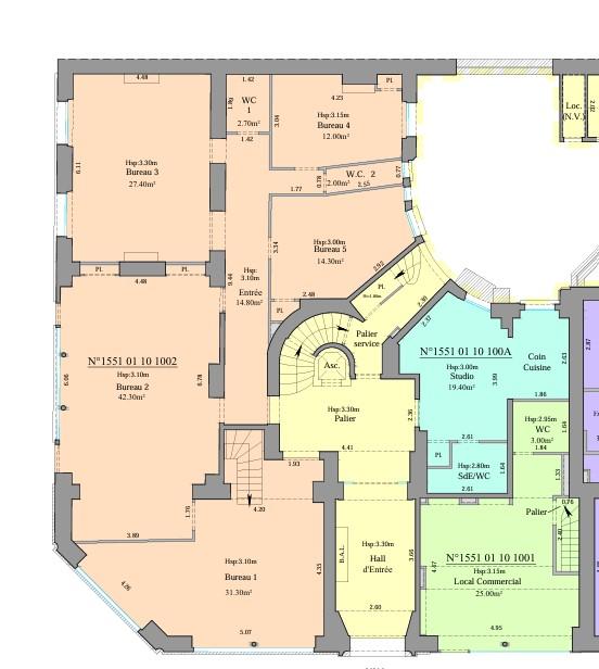 Bureau - 197 m² - 9 pièces