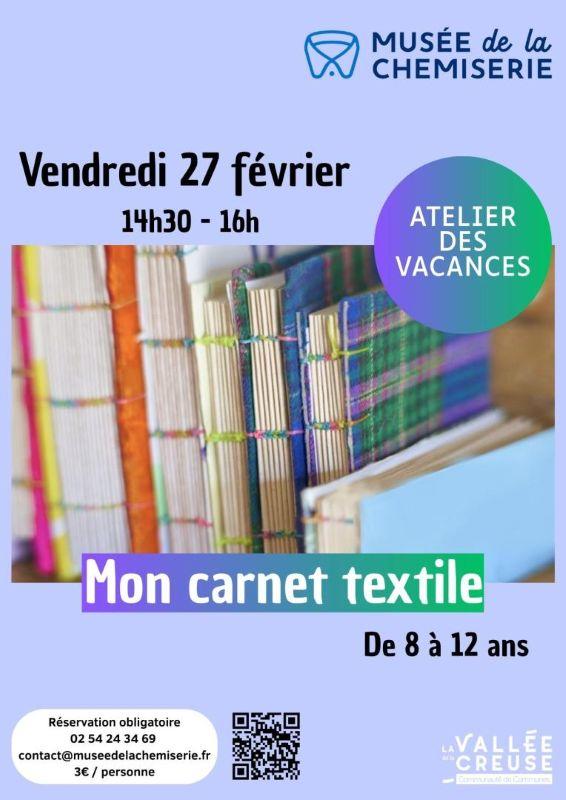 Atelier des vacances "Mon carnet textile"
