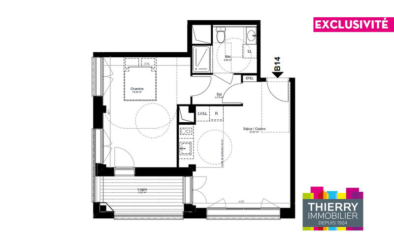 Appartement - 46 m² - 2 pièces