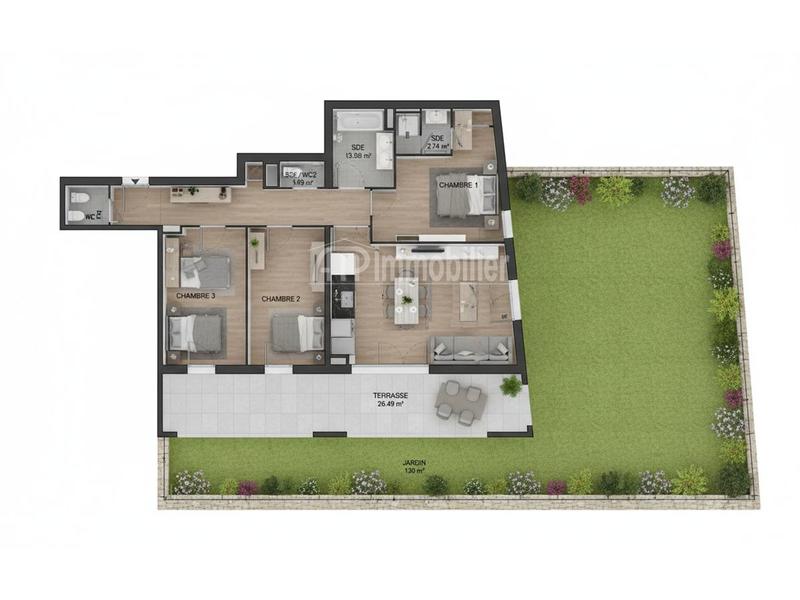 Appartement - 87 m² - 4 pièces