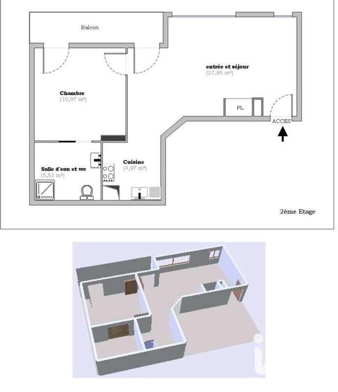 Appartement - 43 m² - 2 pièces