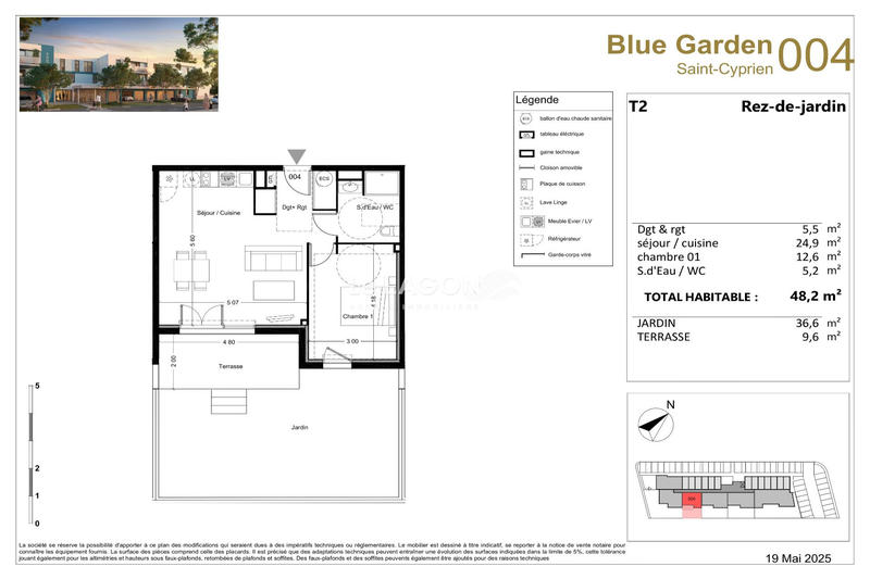Appartement - 48 m² - 2 pièces