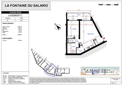 Appartement - 56 m² - 2 pièces
