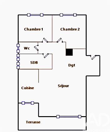 Appartement - 55 m² - 3 pièces