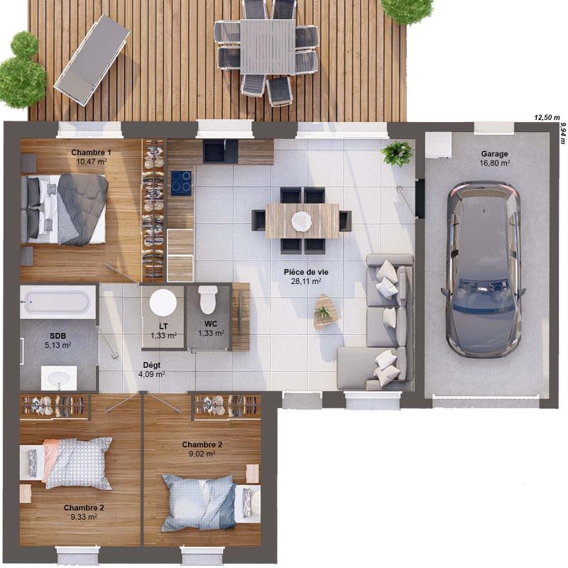 Maison - 68 m² - 5 pièces