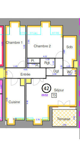 Appartement - 80 m² - 3 pièces