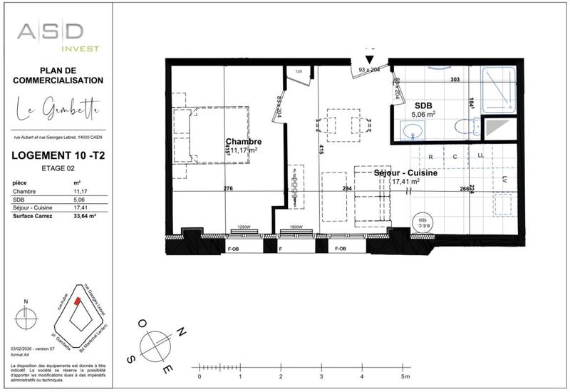 Appartement - 33 m² - 2 pièces
