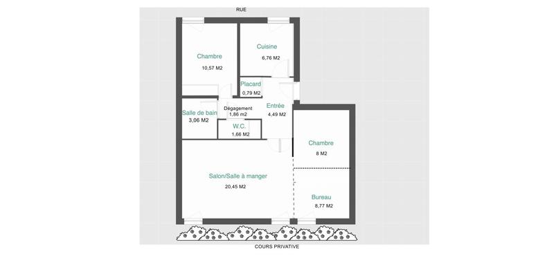 Appartement - 64 m² - 3 pièces