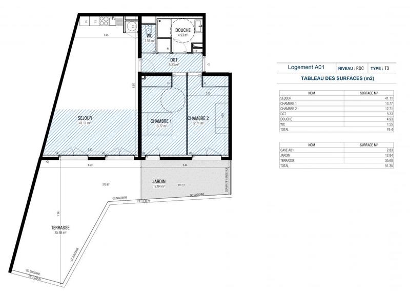 Appartement - 79 m² - 3 pièces