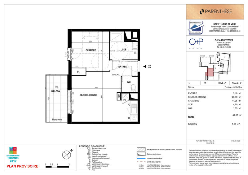 Appartement - 41 m² - 2 pièces