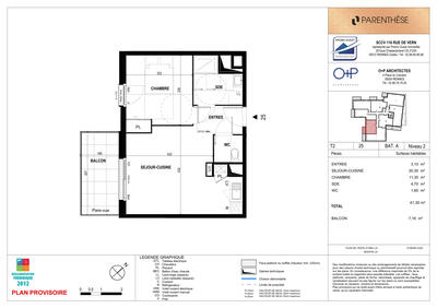 Appartement - 41 m² - 2 pièces