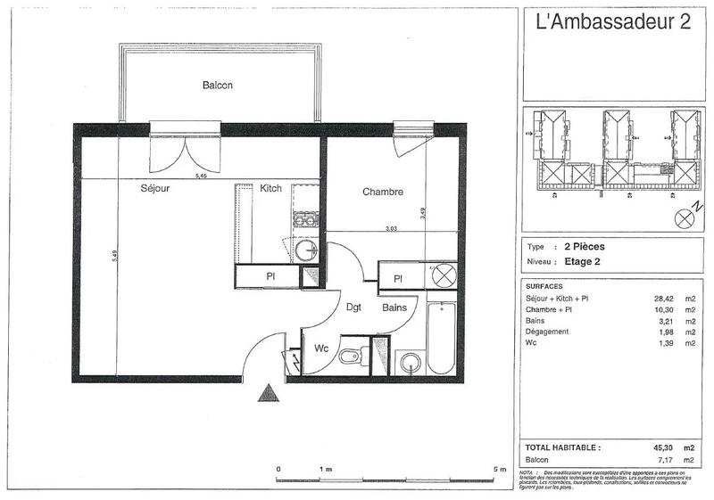 Appartement - 45 m² - 2 pièces