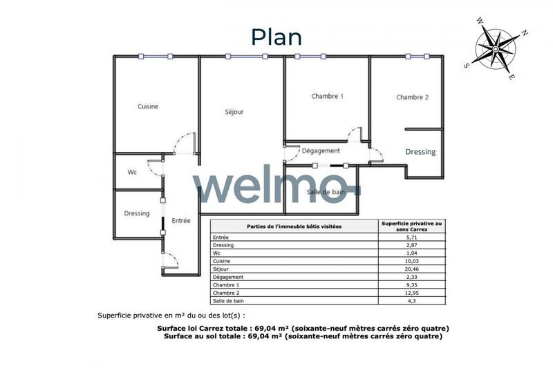 Appartement - 70 m² - 3 pièces