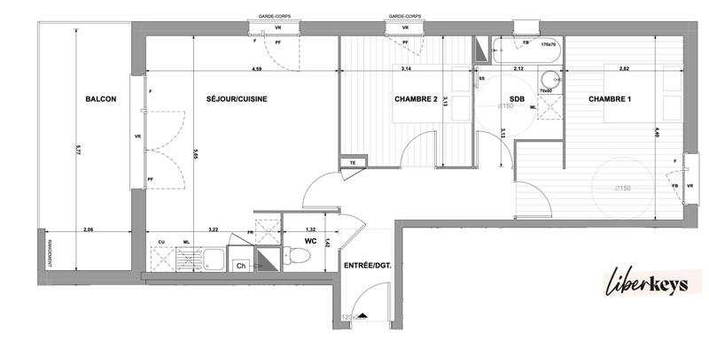 Appartement - 64 m² - 3 pièces