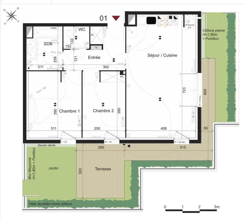 Appartement - 64 m² - 3 pièces