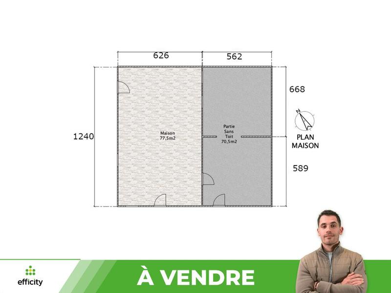 Maison - 77 m² - 2 pièces