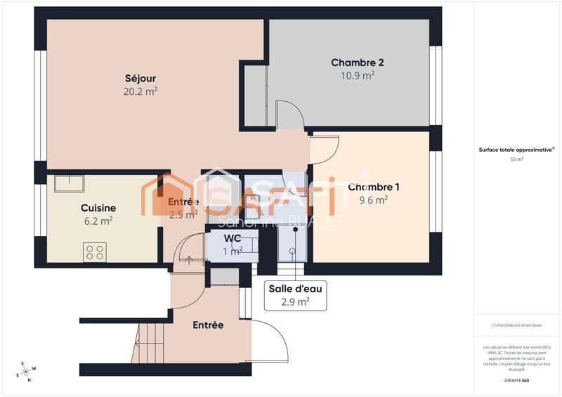 Appartement - 55 m² - 3 pièces
