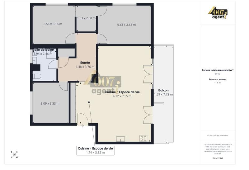 Appartement - 91 m² - 4 pièces