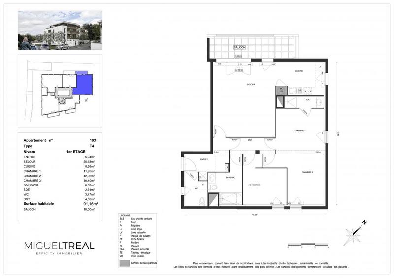 Appartement - 91 m² - 4 pièces