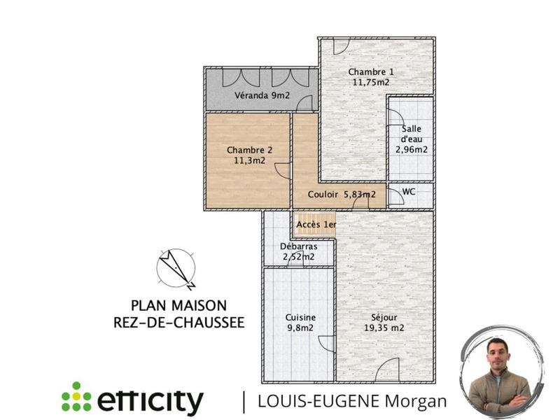 Maison de ville - 95 m² - 6 pièces