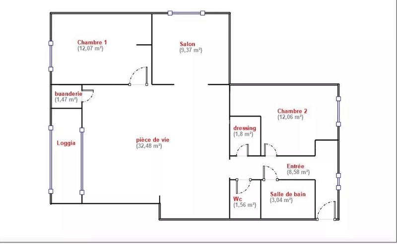 Appartement - 82 m² - 3 pièces