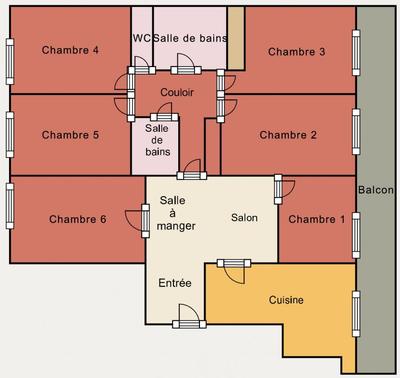 Chambre - 22 m² - 6 pièces