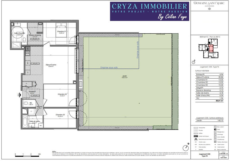 Appartement - 90 m² - 4 pièces